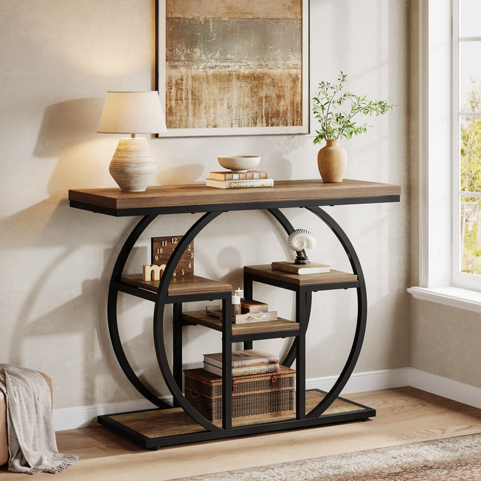 Tribesigns 41 Inch Industrial Console Table with Storage, 4 Tier Narrow Sofa Table for Entryway Living Room
