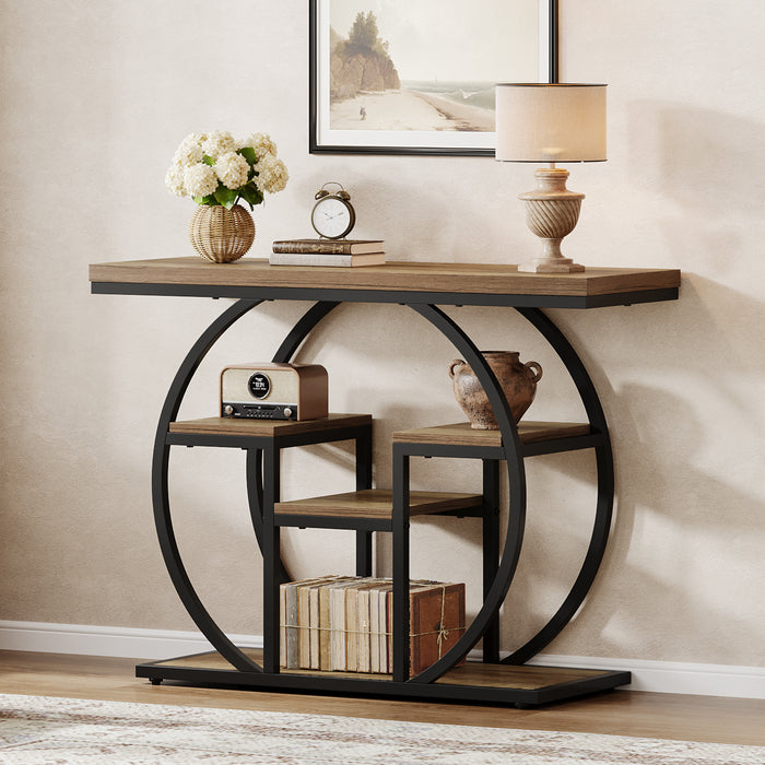 Tribesigns 41 Inch Industrial Console Table with Storage, 4 Tier Narrow Sofa Table for Entryway Living Room