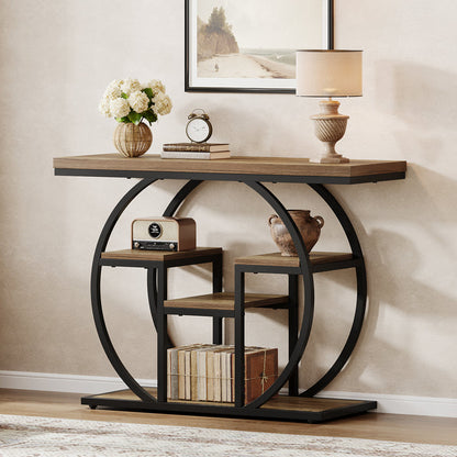 Tribesigns 41 Inch Industrial Console Table with Storage, 4 Tier Narrow Sofa Table for Entryway Living Room