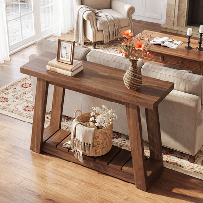 Tribesigns 41.3-Inch 2-Tier Wood Console Table, Narrow Entryway Storage Sofa Table with Open Shelves for Living Room and Hallway