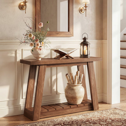 Tribesigns 41.3-Inch 2-Tier Wood Console Table, Narrow Entryway Storage Sofa Table with Open Shelves for Living Room and Hallway