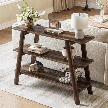 Tribesigns 41.3-Inch Narrow Console Table with 3-Tier Storage, Farmhouse Hallway Table with Shelves