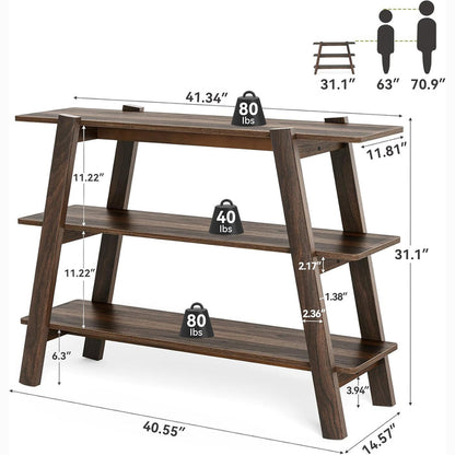 Tribesigns 41.3-Inch Narrow Console Table with 3-Tier Storage, Farmhouse Hallway Table with Shelves