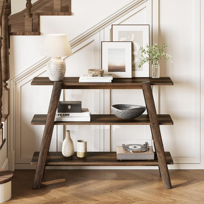 Tribesigns 41.3-Inch Narrow Console Table with 3-Tier Storage, Farmhouse Hallway Table with Shelves