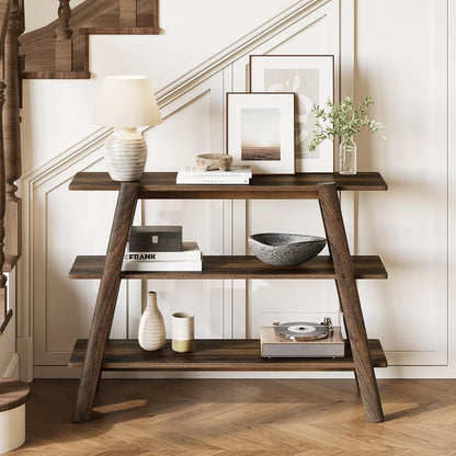 Tribesigns 41.3-Inch Narrow Console Table with 3-Tier Storage, Farmhouse Hallway Table with Shelves