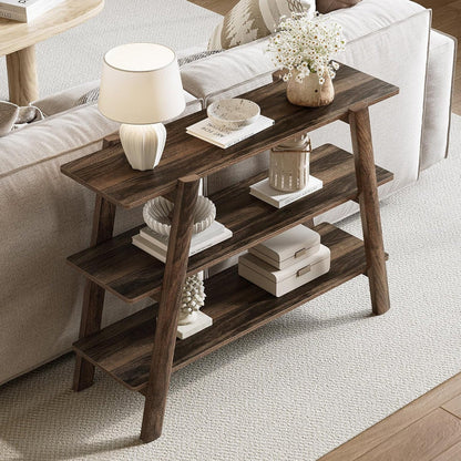 Tribesigns 41.3-Inch Narrow Console Table with 3-Tier Storage, Farmhouse Hallway Table with Shelves
