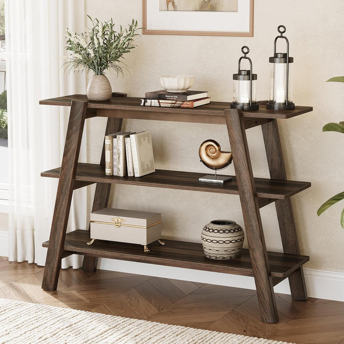 Tribesigns 41.3-Inch Narrow Console Table with 3-Tier Storage, Farmhouse Hallway Table with Shelves