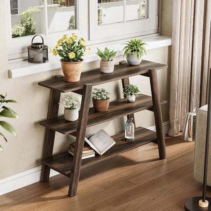 Tribesigns 41.3-Inch Narrow Console Table with 3-Tier Storage, Farmhouse Hallway Table with Shelves