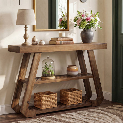 Tribesigns 41.3-Inch Solid Wood Console Table with Storage, Farmhouse Hallway Table for Entryway