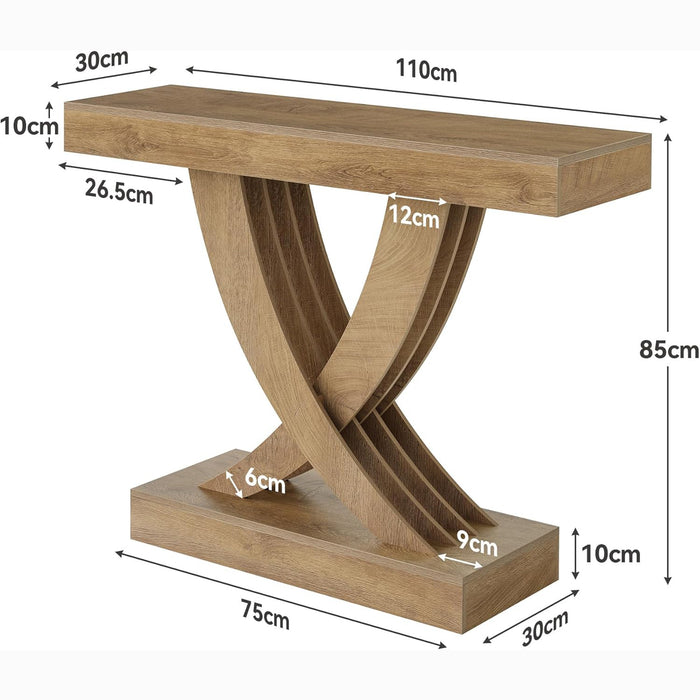 Tribesigns 43.3-Inch Narrow Console Table with X-Frame Base, Farmhouse Hallway Table in Brown