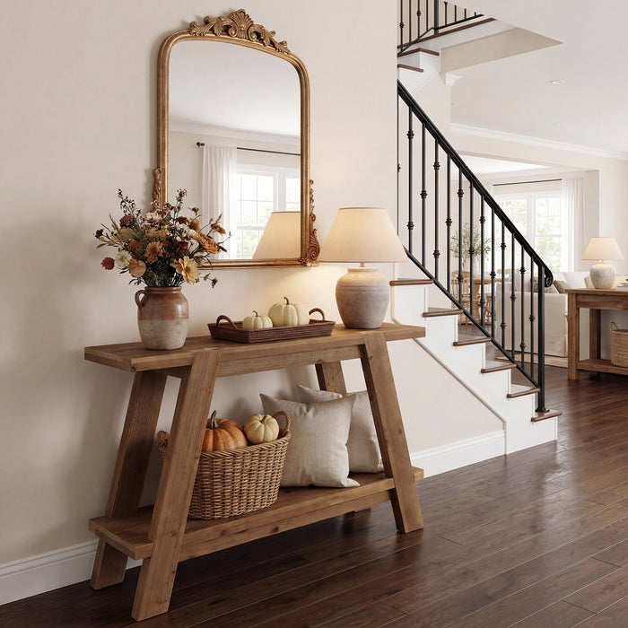 Tribesigns 43.3-Inch Solid Wood Console Table with 2-Tier Storage, Narrow Hallway Table for Entryway