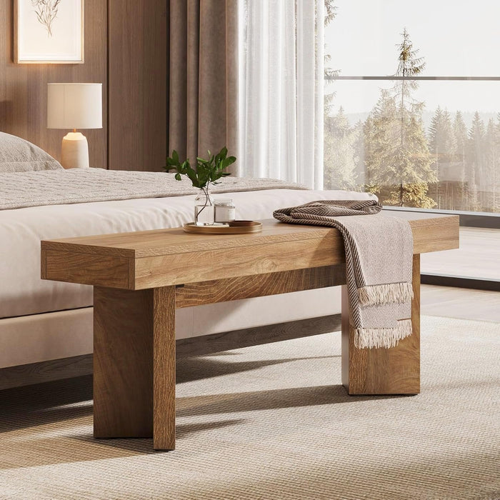 Tribesigns 47-Inch Farmhouse Wooden Bench, Long End of Bed Seating