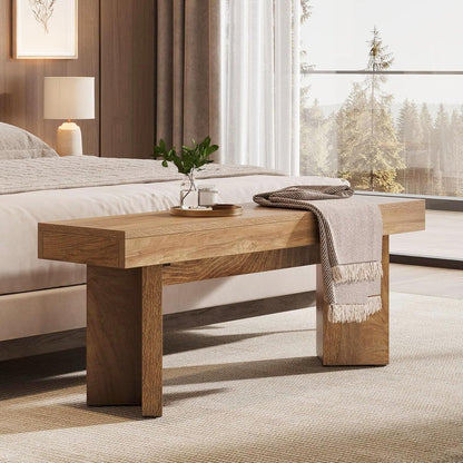 Tribesigns 47-Inch Farmhouse Wooden Bench, Long End of Bed Seating