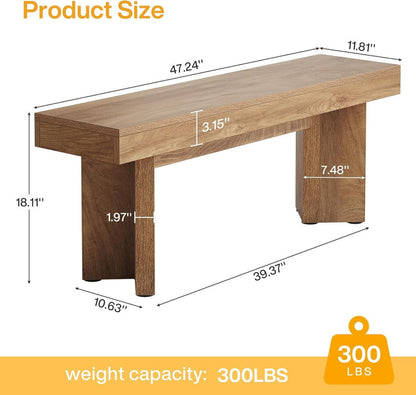 Tribesigns 47-Inch Farmhouse Wooden Bench, Long End of Bed Seating