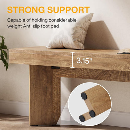 Tribesigns 47-Inch Farmhouse Wooden Bench, Long End of Bed Seating