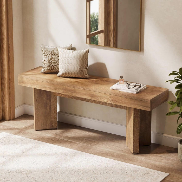 Tribesigns 47-Inch Farmhouse Wooden Bench, Long End of Bed Seating