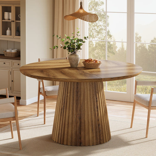 Tribesigns 47-Inch Round Dining Table, Heavy Duty Fluted Pedestal Base Farmhouse Circle Table for 4-6 People
