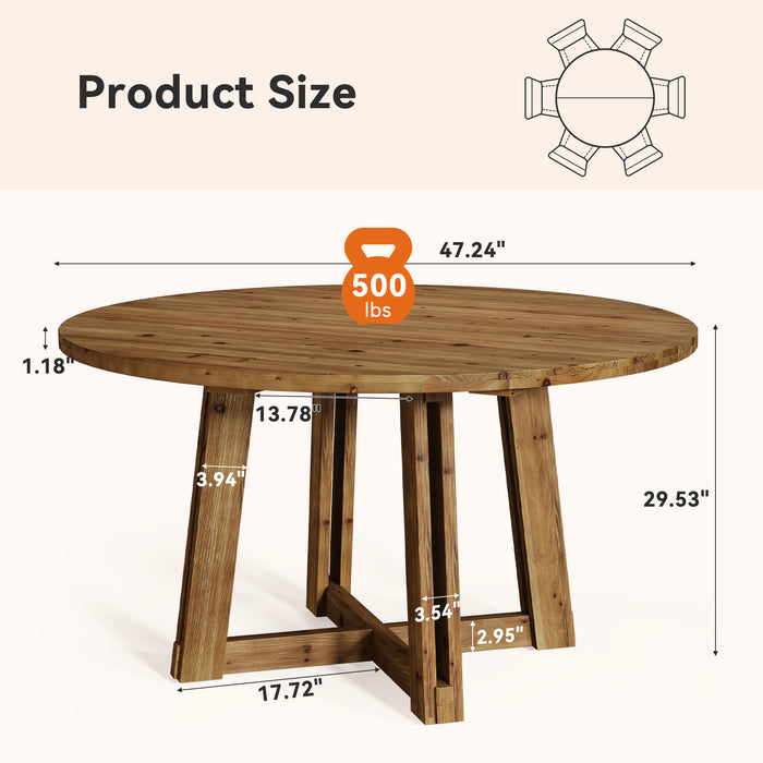 Tribesigns 47-Inch Solid Wood Conference Table for 4-6 People, Round Meeting Table with Crossed Frame for Office and Home Office