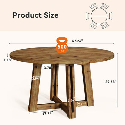 Tribesigns 47-Inch Solid Wood Conference Table for 4-6 People, Round Meeting Table with Crossed Frame for Office and Home Office