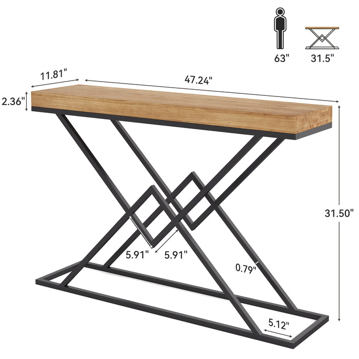 Tribesigns 47.2-Inch Industrial Console Table, Entryway Hallway Table with Geometric Metal Frame for Living Room and Entrance