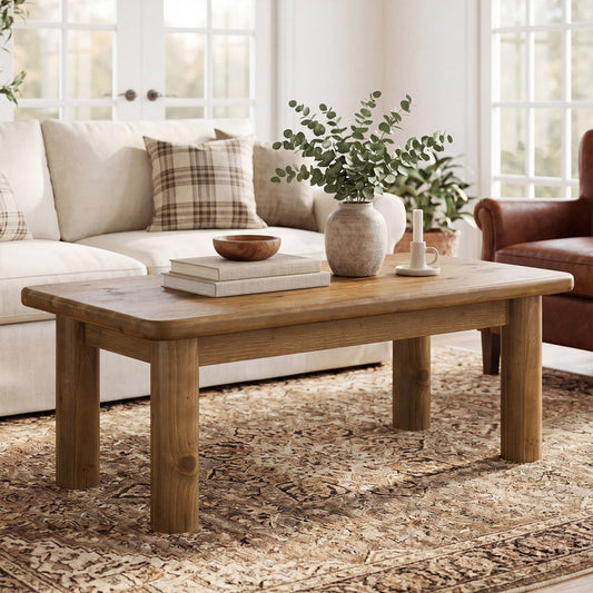 Tribesigns 47.2-Inch Solid Wood Coffee Table with Rectangular Tabletop