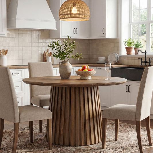 Tribesigns 47.24" Round Dining Table, Solid Wood Kitchen Table for Dining Room