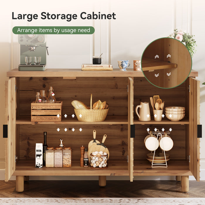 Tribesigns 47.6-Inch Farmhouse Sideboard Cabinet with 3 Doors, Solid Wood Buffet Cabinet for Kitchen