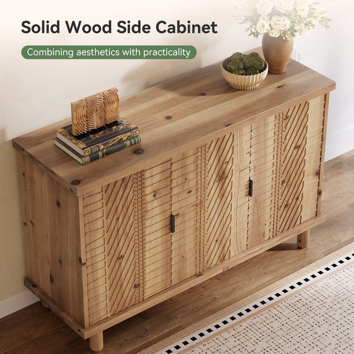 Tribesigns 47.6-Inch Farmhouse Sideboard Cabinet with 3 Doors, Solid Wood Buffet Cabinet for Kitchen