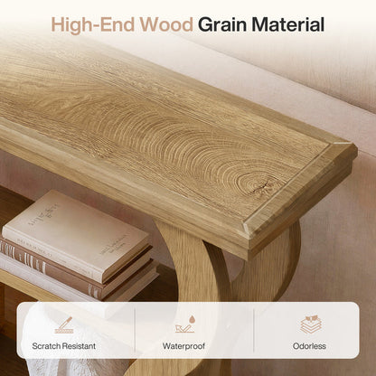 Tribesigns 55 Inch Console Table with 3-Tier Storage, Farmhouse Hallway Table with Wave Legs