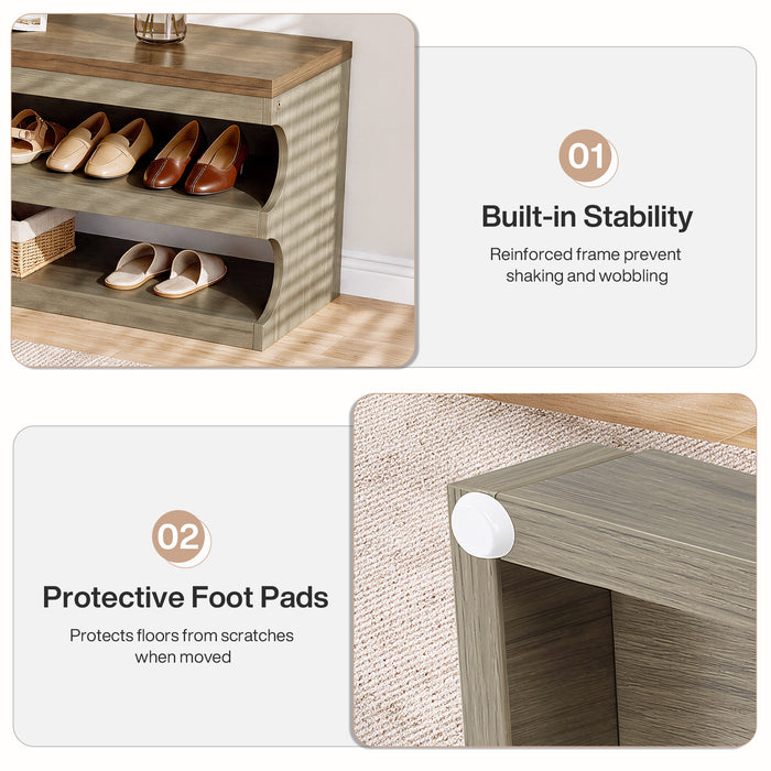 Tribesigns 55 Inch Entryway Bench, 3 Tier Shoe Storage Bench with Seating for Hallway and Bedroom