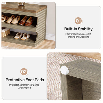 Tribesigns 55 Inch Entryway Bench, 3 Tier Shoe Storage Bench with Seating for Hallway and Bedroom