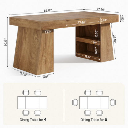 Tribesigns 55 Inch Executive Desk with Drawer, Large Office Computer Desk with Storage Shelves for Home Office