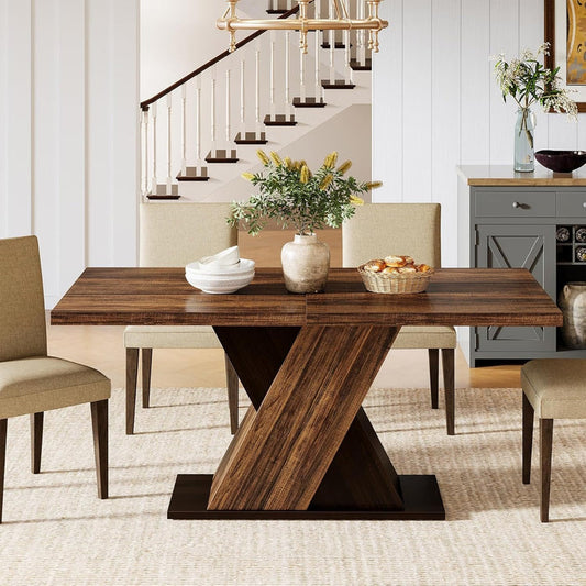 Tribesigns 55" Rustic Farmhouse Dining Table, Space-Saving Wood Table for 4