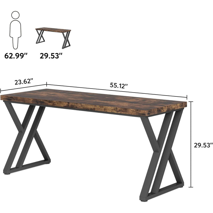 Tribesigns 55.1-Inch Heavy-Duty Computer Desk with Z-Shaped Metal Legs for Home Office