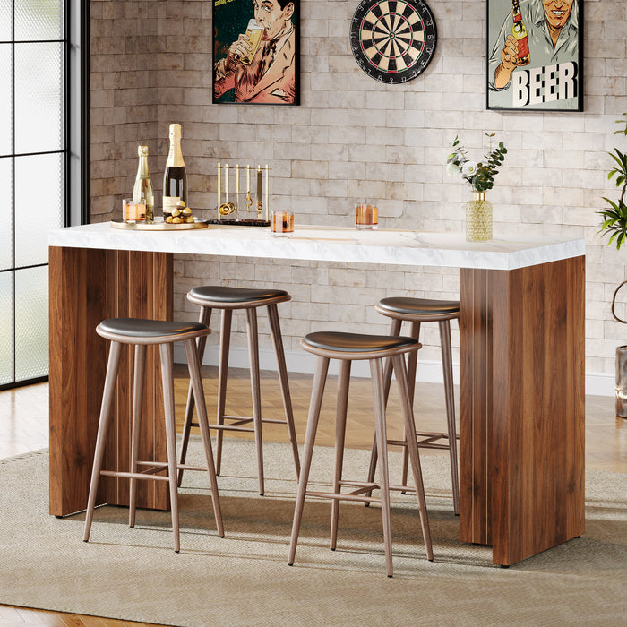 Tribesigns 55.12-Inch Bar Table with Faux Marble Top, Counter Height Pub Table for Kitchen