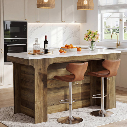 Tribesigns 59-Inch Bar Table with Faux Marble Top, Counter Height Table for Kitchen and Bistro