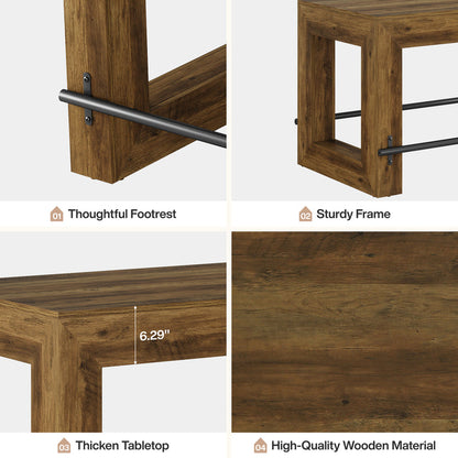 Tribesigns 59-Inch Industrial Bar Table with Metal Footrest, Counter Height Pub Table for Kitchen
