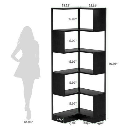 Tribesigns 6-Tier Corner Bookshelf Unit，Metal Frame for Living Room Home Office