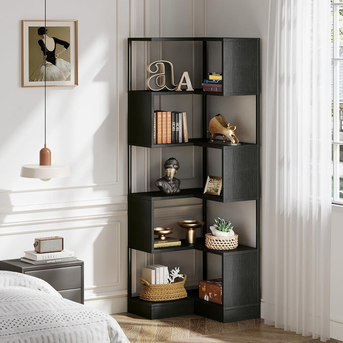Tribesigns 6-Tier Corner Bookshelf Unit，Metal Frame for Living Room Home Office