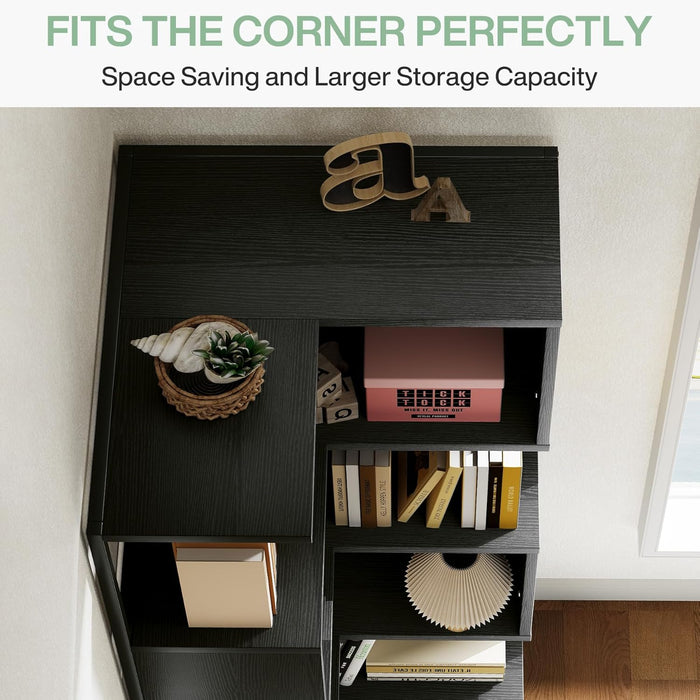 Tribesigns 6-Tier Corner Bookshelf Unit，Metal Frame for Living Room Home Office