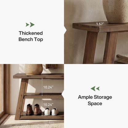 Tribesigns 62.99 Inch Solid Wood Console Table with 3-Tier Shelves, Farmhouse Hallway Table