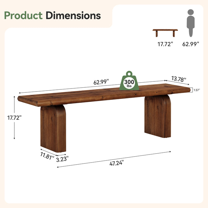 Tribesigns 62.99 Inch Solid Wood Entryway Bench, Farmhouse End of Bed Bench for Bedroom and Hallway