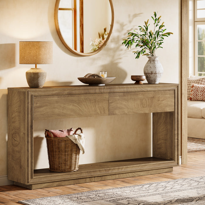 Tribesigns 63-Inch Console Table with 2 Drawers, Farmhouse Entryway Table with Storage for Hallway