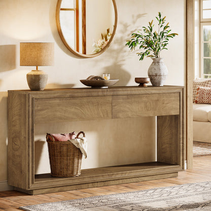 Tribesigns 63-Inch Console Table with 2 Drawers, Farmhouse Entryway Table with Storage for Hallway