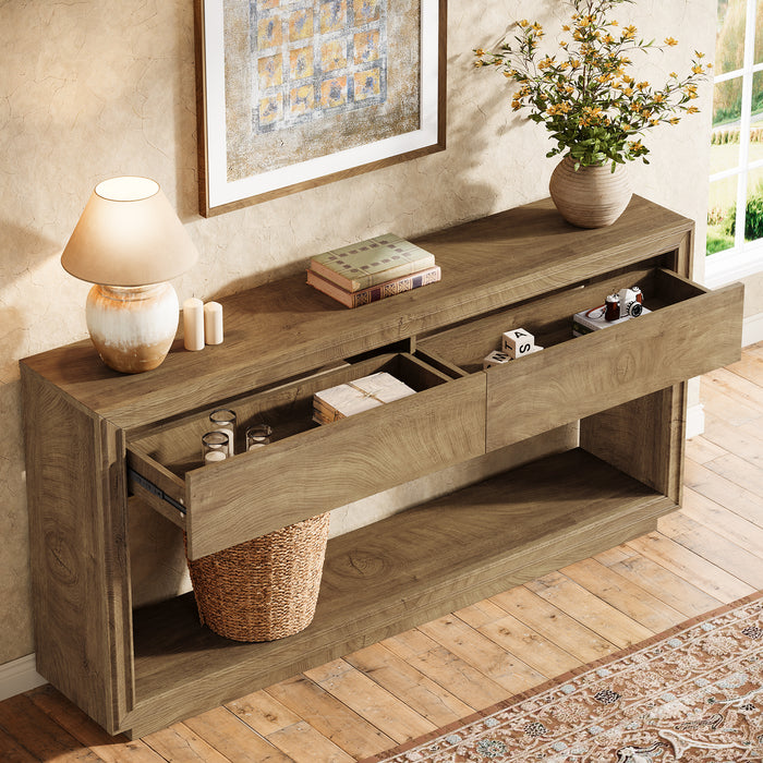 Tribesigns 63-Inch Console Table with 2 Drawers, Farmhouse Entryway Table with Storage for Hallway