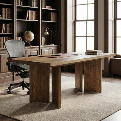 Tribesigns 63-Inch Executive Desk with Spacious Tabletop and 300 lb Capacity, Farmhouse Computer Workstation for Home Office Study and Office