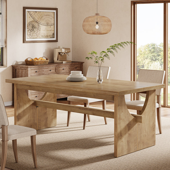 Tribesigns 63-Inch Farmhouse Dining Table for 4 to 6 People with Heavy Duty Double Base