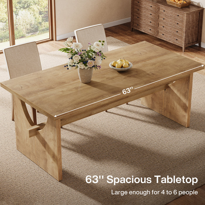 Tribesigns 63-Inch Farmhouse Dining Table for 4 to 6 People with Heavy Duty Double Base