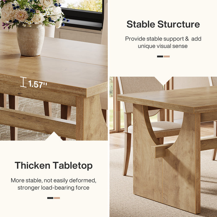 Tribesigns 63-Inch Farmhouse Dining Table for 4 to 6 People with Heavy Duty Double Base