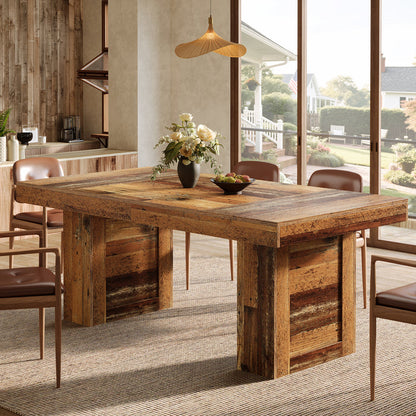 Tribesigns 63 Inch Farmhouse Dining Table for 6, Rectangular Wooden Kitchen Table with Heavy Duty Legs for Dining Room